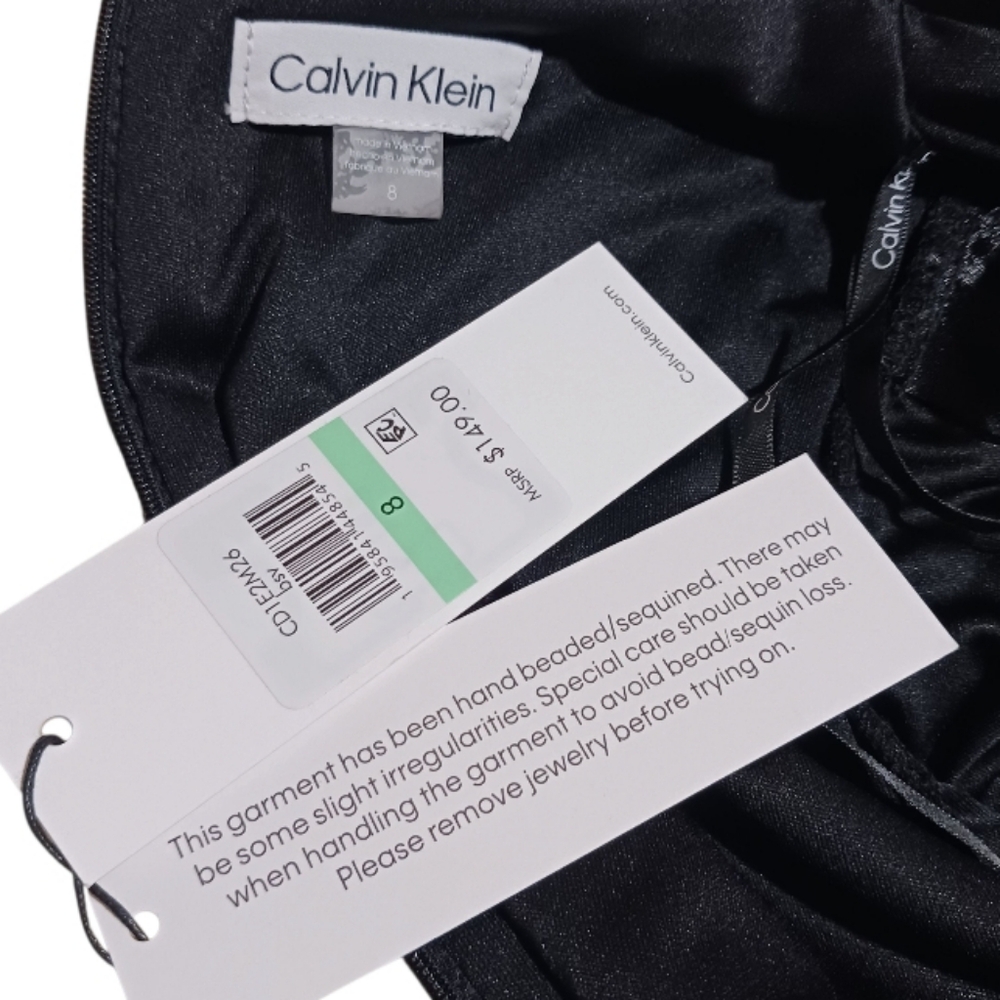Calvin Klein Sequin Ruched Cocktail Dress - Picture 8 of 10